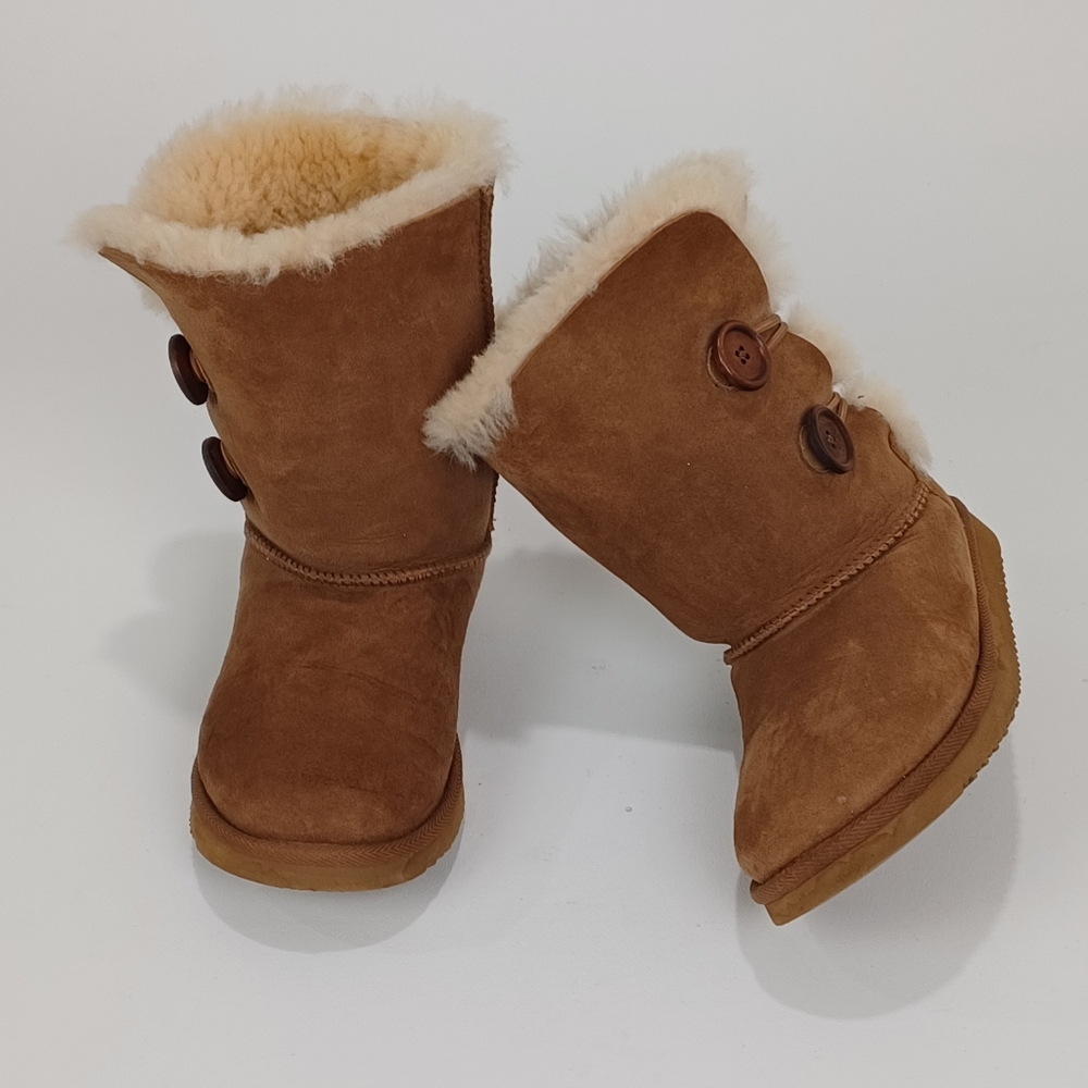Brown Sheepskin-Lined Boots with Button Detail!